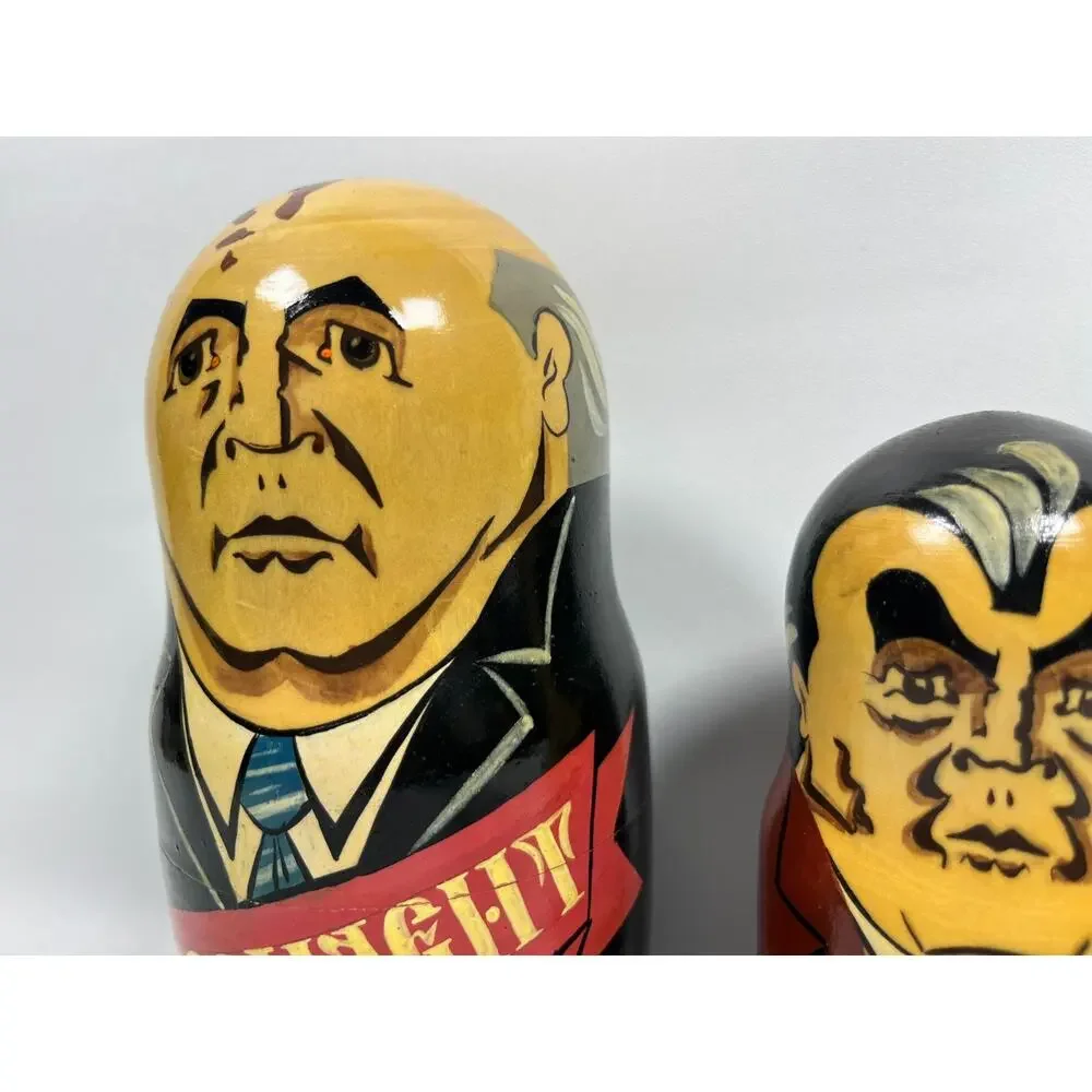 RUSSIAN NESTING DOLLS Wooden Hand Paint Gorbachev Matryoshka Yeltsin USSR Soviet